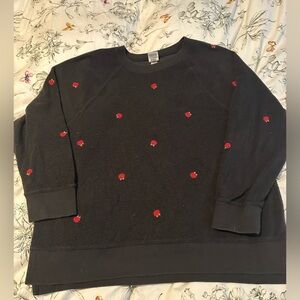 PINK Victoria's Secret Black Sweatshirt with Roses